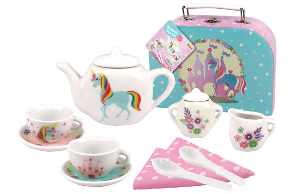 Children's Porcelain Tea Set w/ Carrying Case - Unicorn-Mountain Baby