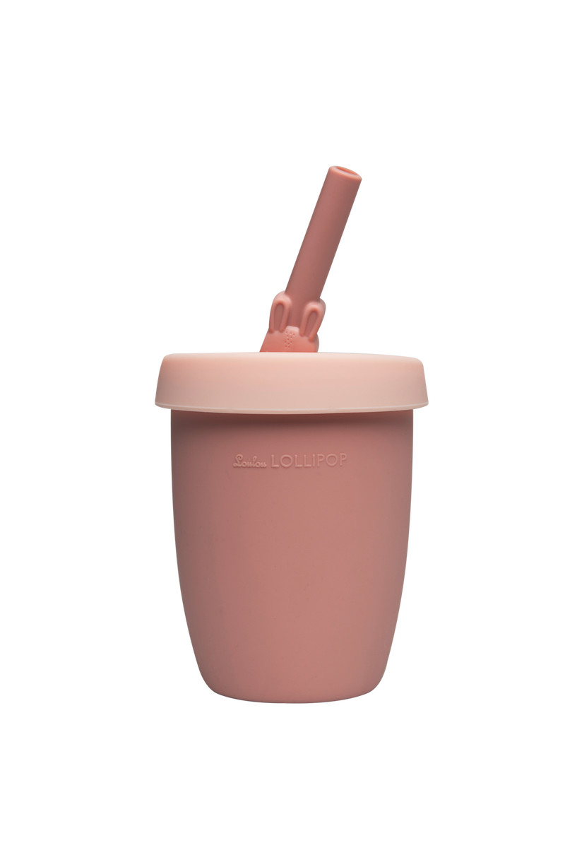 LouLou Lollipop Silicone Cup With Straw - Bunny-Mountain Baby