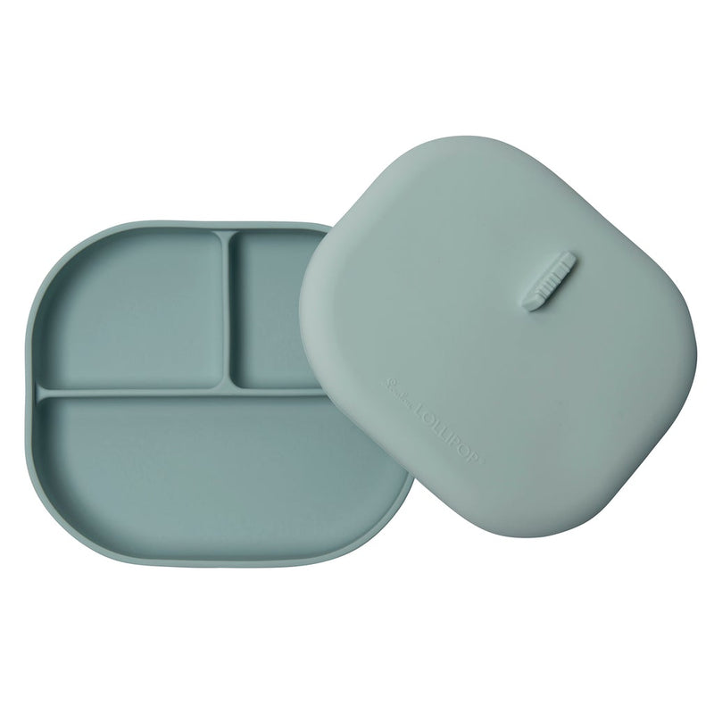 LouLou Lollipop Divided Plate With Lid - Blue-Mountain Baby