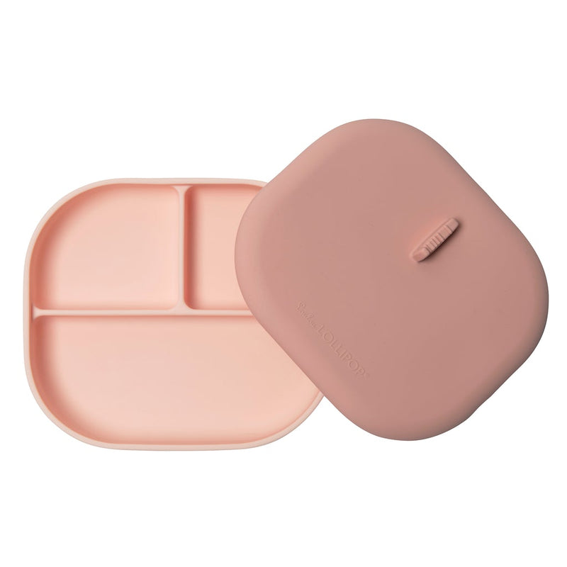 LouLou Lollipop Divided Plate With Lid - Blush Pink-Mountain Baby