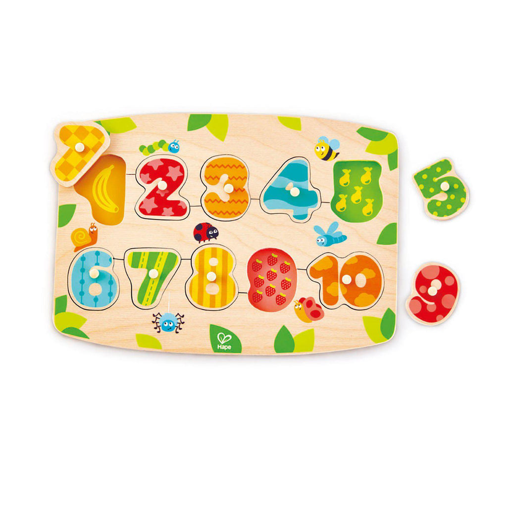 Hape Wooden Peg Puzzle - Numbers-Mountain Baby
