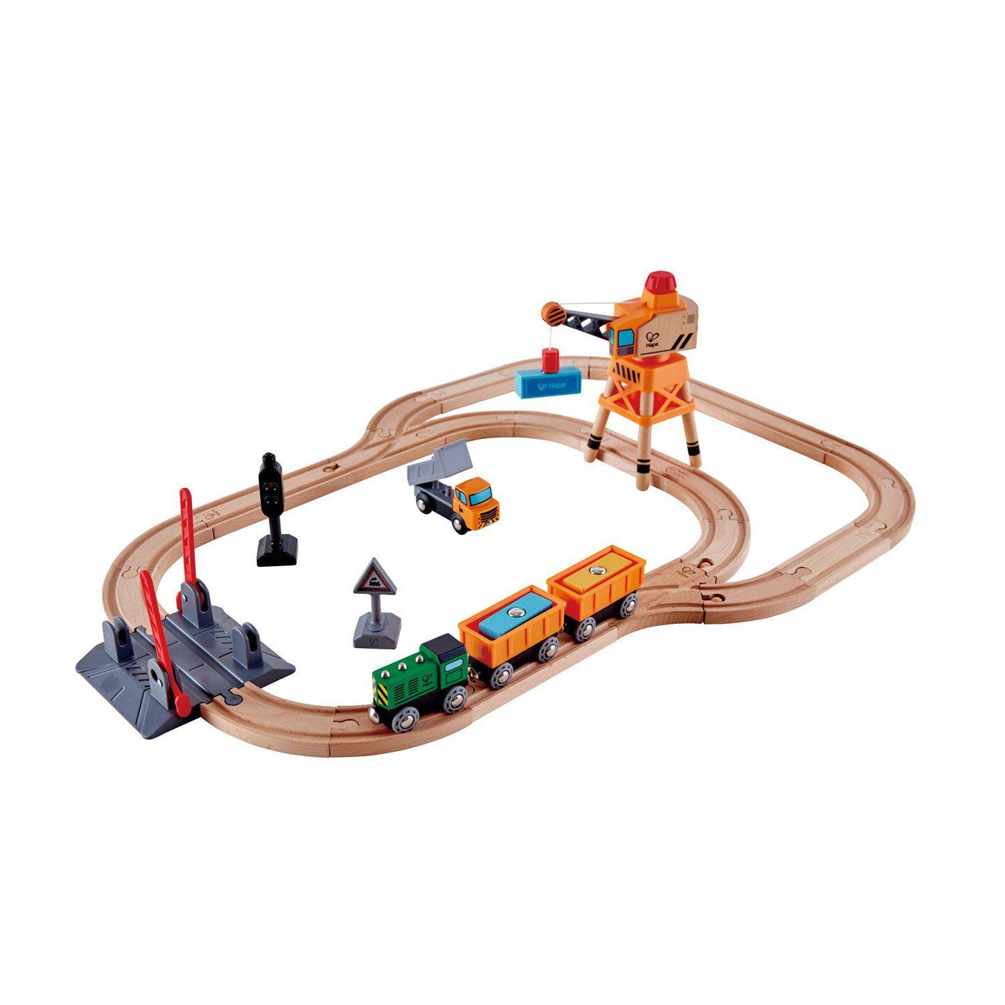 Hape Train Set - Crossing & Crane Set-Mountain Baby