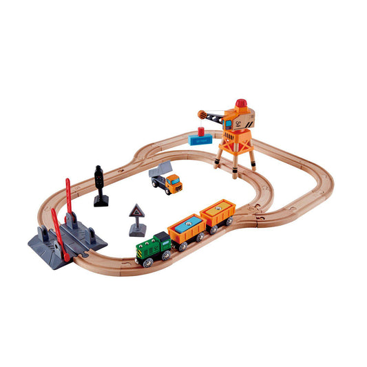 Hape Train Set - Crossing & Crane Set-Mountain Baby