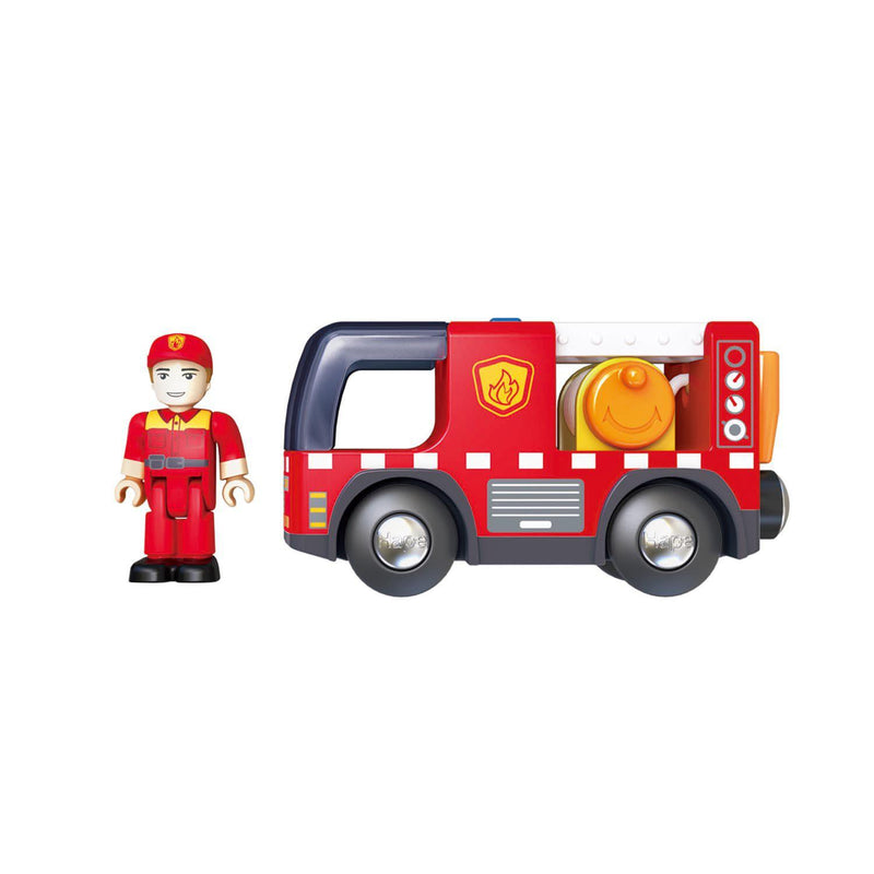 Hape Train Set - Fire Truck With Siren-Mountain Baby