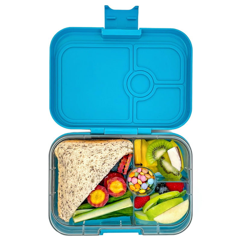 YumBox Panino 4 Compartment Food Container - Eighties Aqua & Rainbow Tray-Mountain Baby