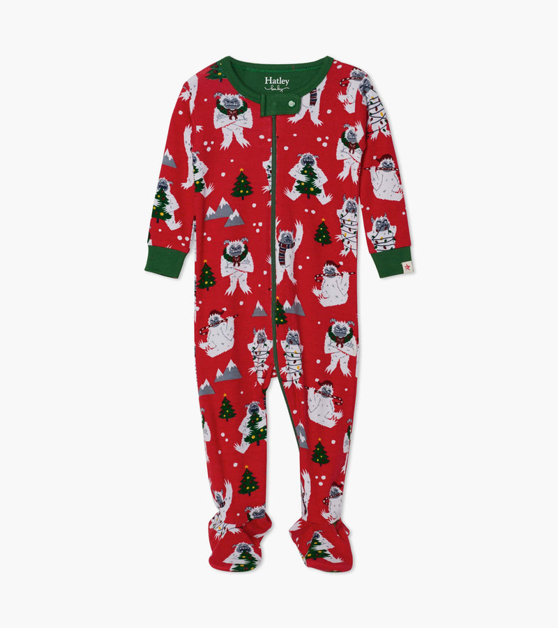 Hatley Baby Organic Cotton Footed Coverall - Yuletide Yetis-Mountain Baby