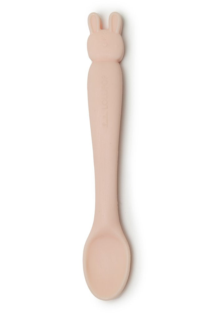 LouLou Lollipop Silicone Feeding Spoon - Pink Blush Bunny-Mountain Baby