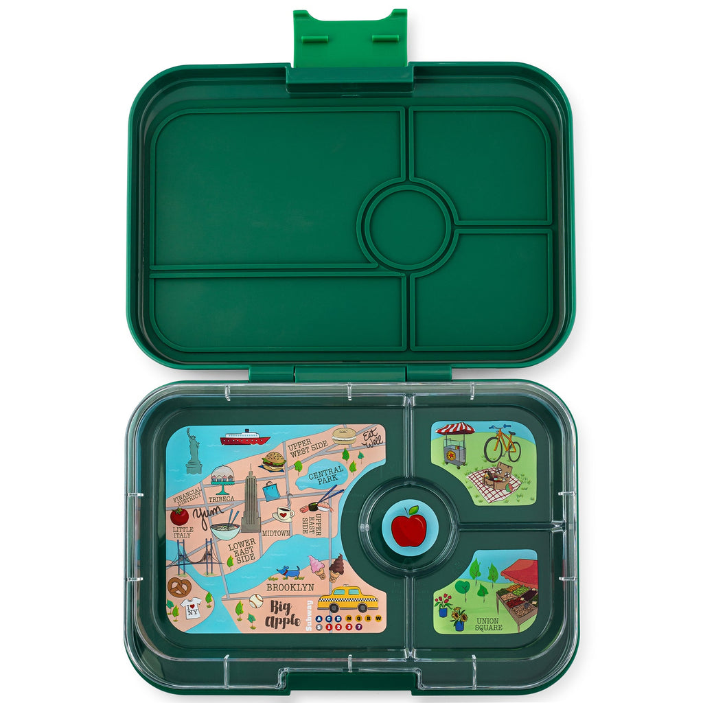 YumBox Tapas 4 Compartment Food Container - Greenwich Green & NYC Tray-Mountain Baby