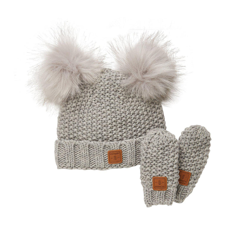 Kombi Hat & Mitt Set Adorable - Infant - Heather Grey-Mountain Baby