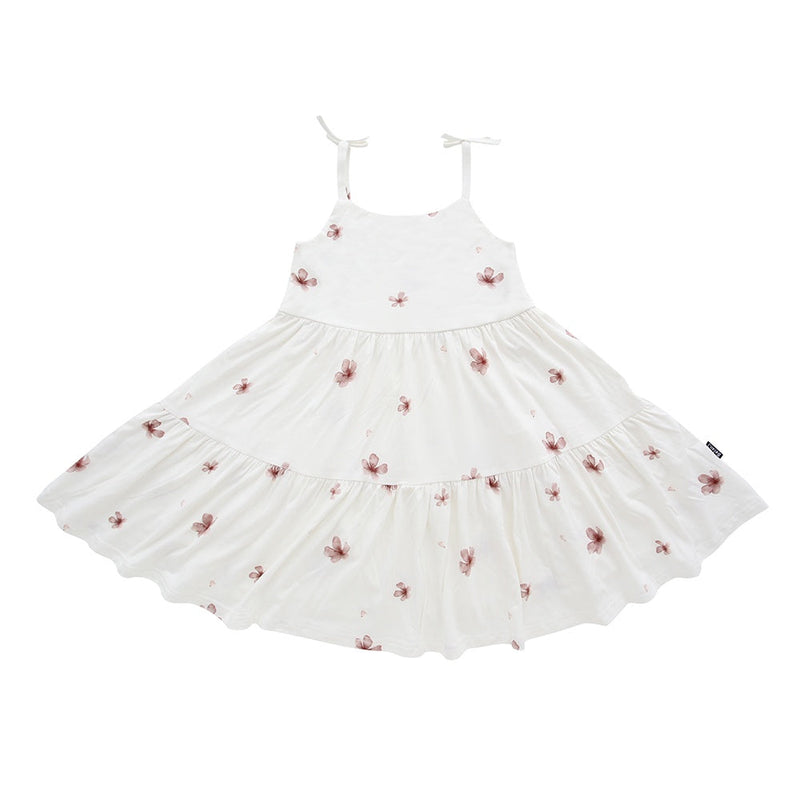 Belan.J Shoulder Tie Tiered Dress - Petals-Mountain Baby