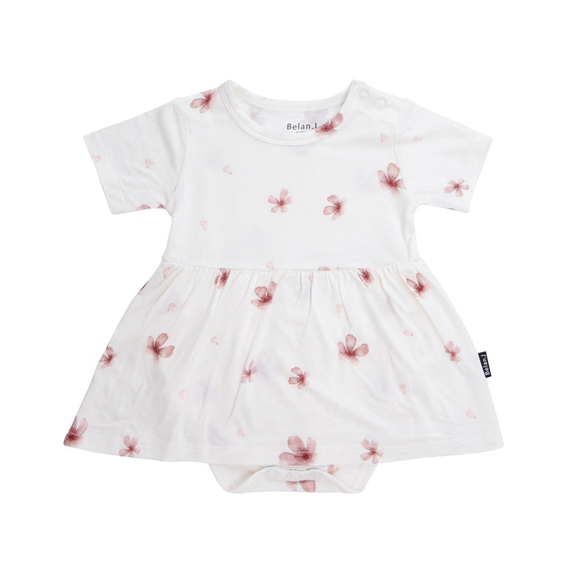 Belan.J Skirted Short Sleeve Onesie - Petals-Mountain Baby