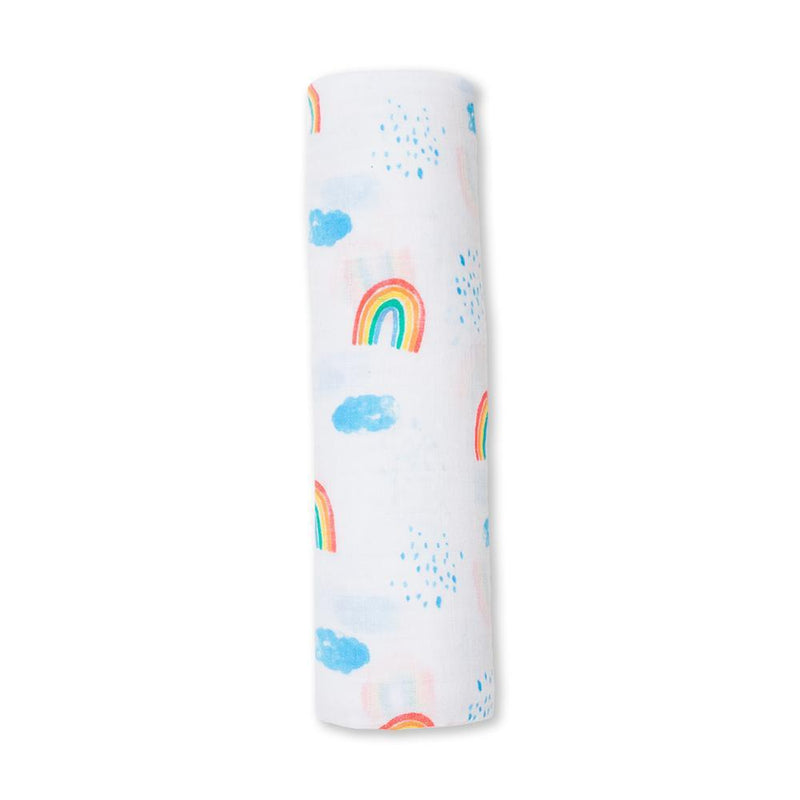 Lulujo Cotton Muslin Swaddling Blanket - Rainbow Sky-Mountain Baby