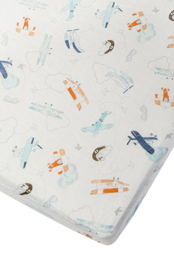 LouLou Lollipop Fitted Crib Sheet - Born To Fly-Mountain Baby