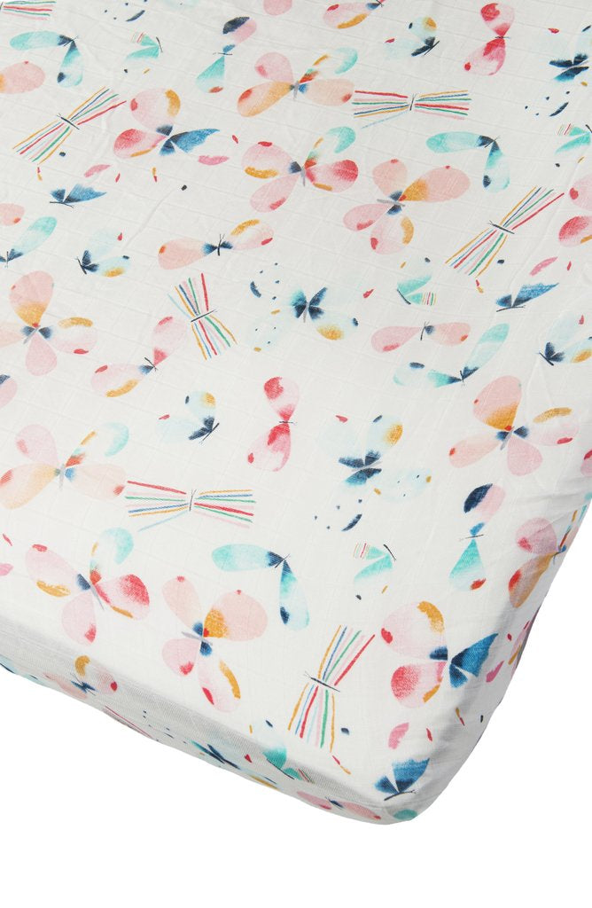 LouLou Lollipop Fitted Crib Sheet - Butterfly-Mountain Baby