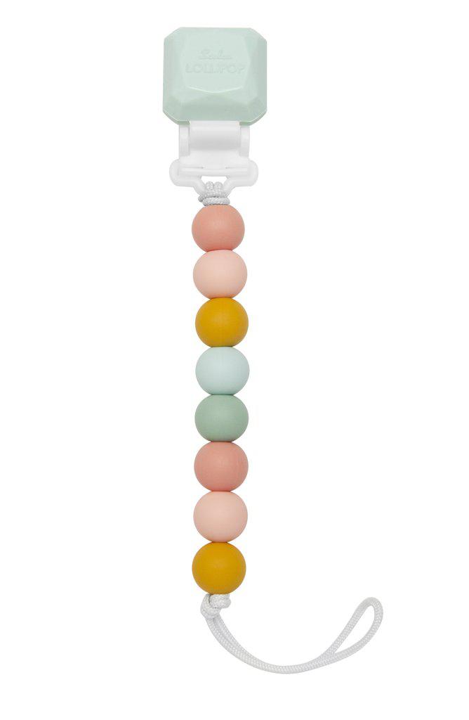 LouLou Lollipop Silicone Teether & Pacifier Clip - Lolli Gem - Pastel Rainbow-Mountain Baby