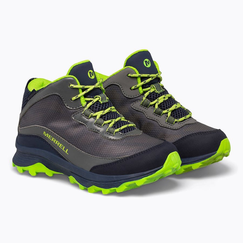 Merrell Moab Mid Waterproof Hiking Shoe - Navy/Grey/Lime-Mountain Baby