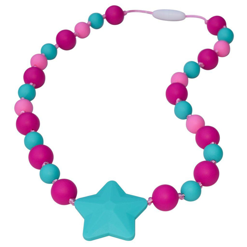 Munchables Bead Necklace - Starlight Chew - Fuschia/Aqua/Pink-Mountain Baby