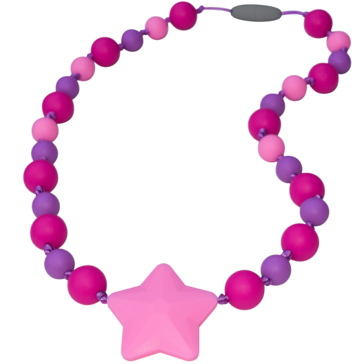 Munchables Bead Necklace - Starlight Chew - Fuschia/Purple/Pink-Mountain Baby