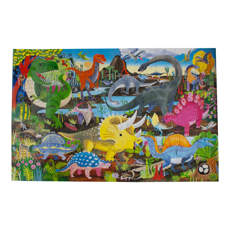 Eeboo Puzzle - 100pc Land Of Dinosaurs-Mountain Baby