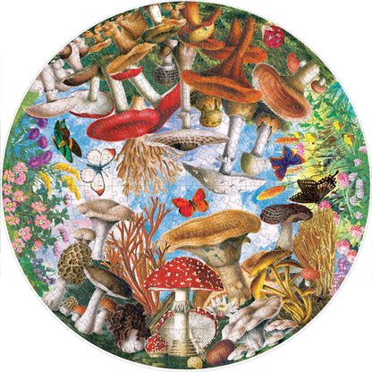 Eeboo Puzzle - 500pc Round Mushrooms And Butterflies-Mountain Baby