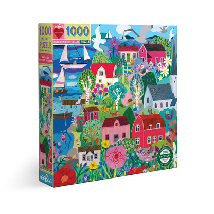 Eeboo Puzzle - 1000pc Swedish Fishing Village-Mountain Baby