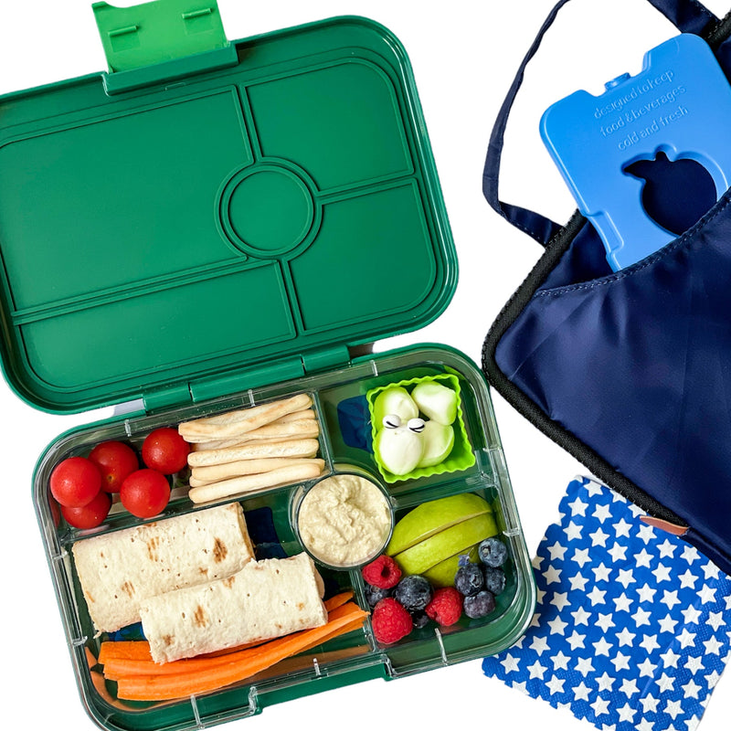 YumBox Tapas 5 Compartment Food Container - Greenwich Green & Jungle Tray-Mountain Baby