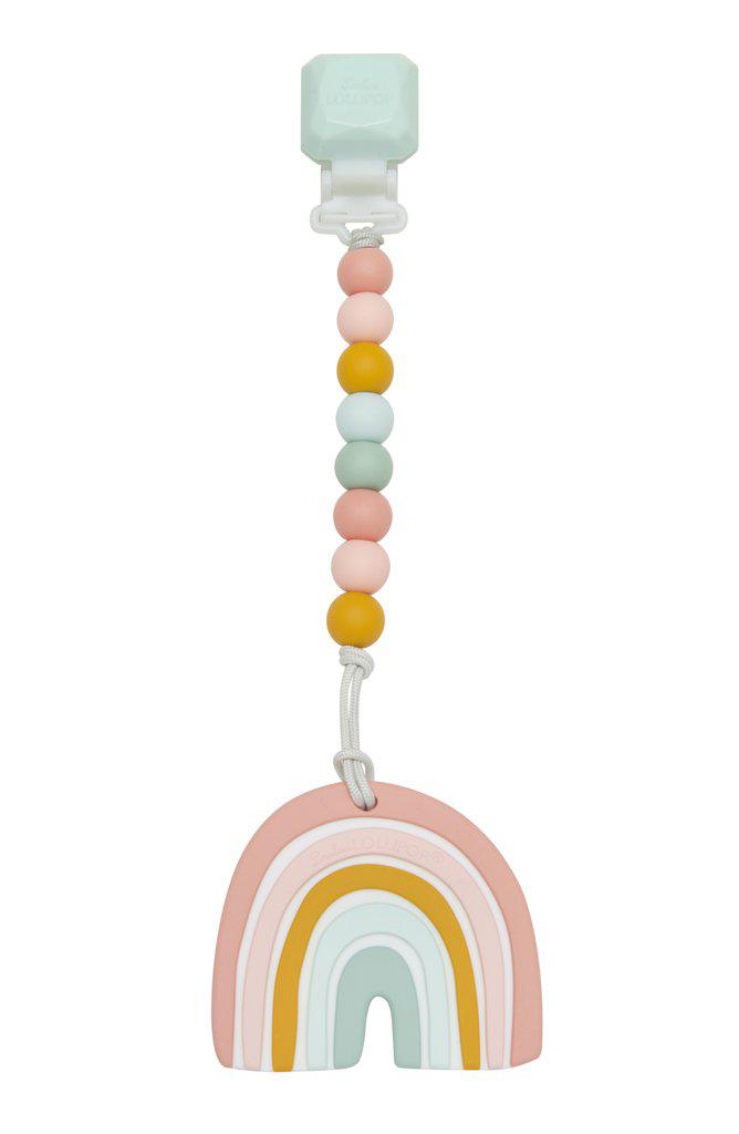 LouLou Lollipop Silicone Teether Gem Set - Rainbow Pastel-Mountain Baby