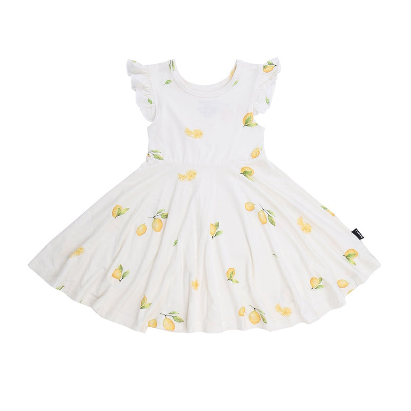 Belan.J Ruffled Sleeves Twirl Dress - Lemons-Mountain Baby