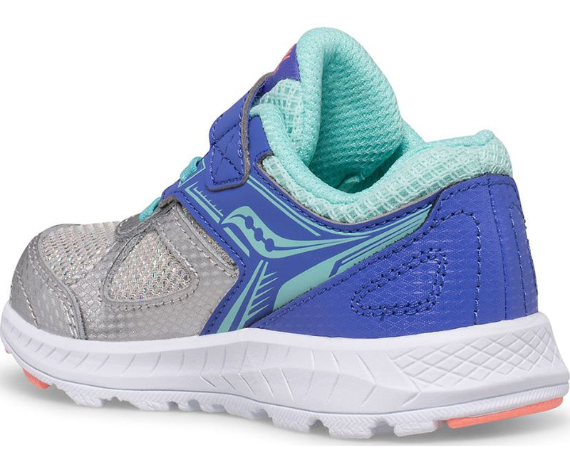 Saucony Cohesion 14 A/C Jr. Runner - Silver/Periwinkle/Turquoise-Mountain Baby