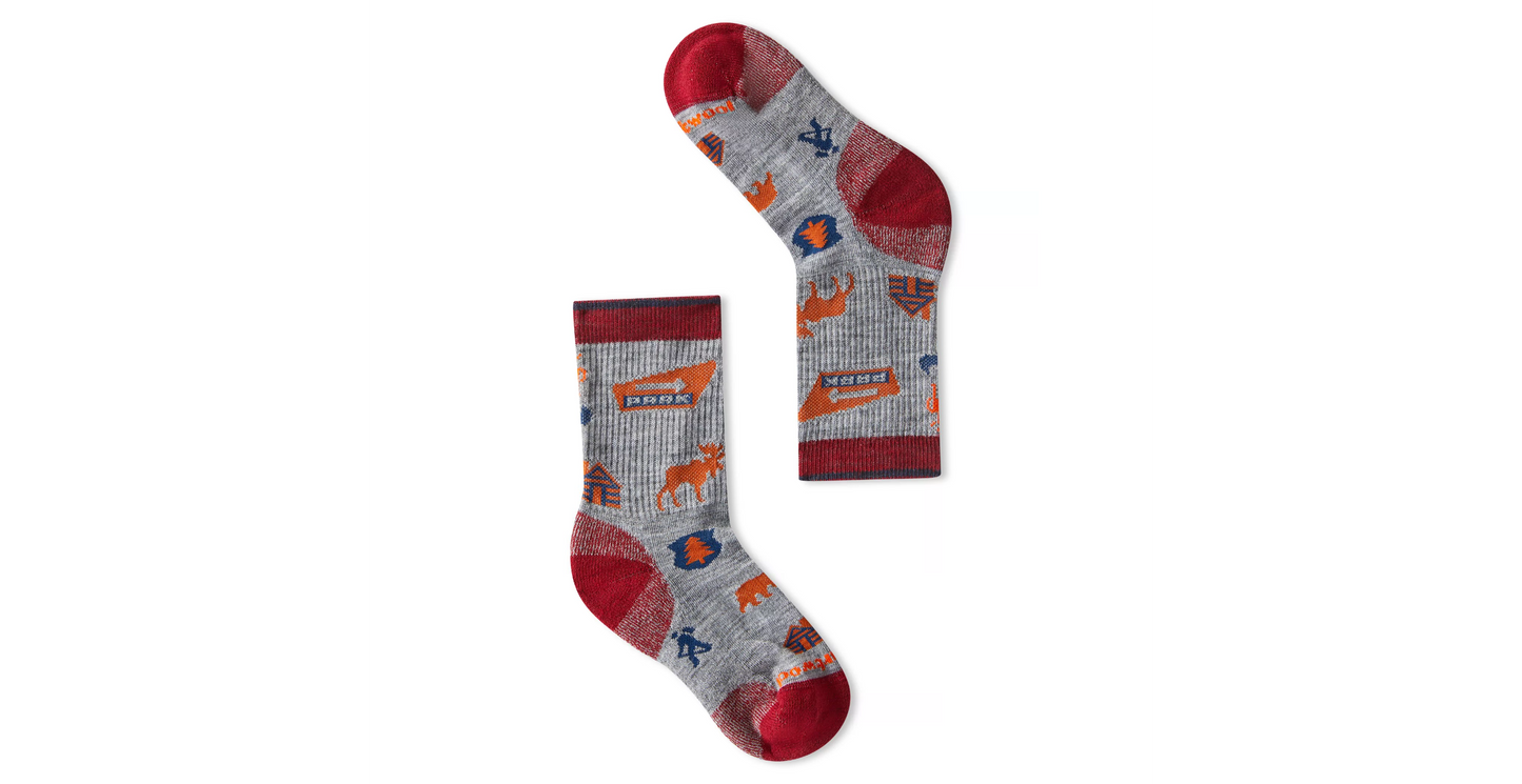 SmartWool Light Hiking Socks - Crew Pattern - Light Grey-Mountain Baby