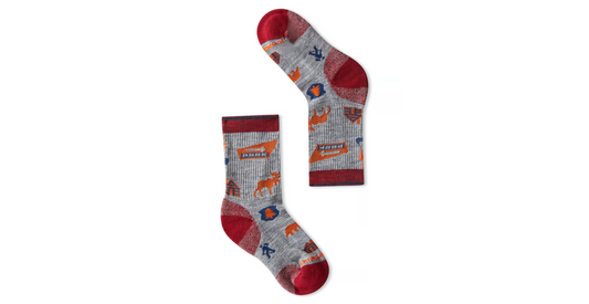 SmartWool Light Hiking Socks - Crew Pattern - Light Grey-Mountain Baby