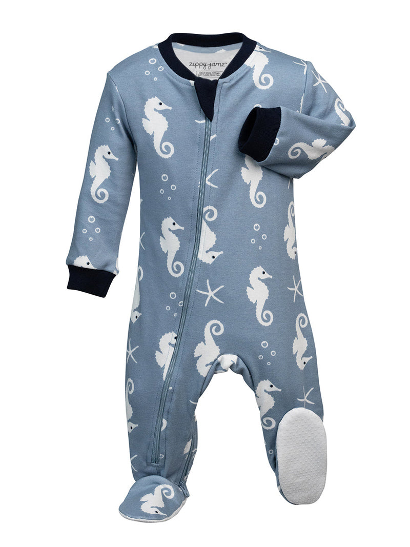 ZippyJamz Footed Coverall - AB Seahorse-Mountain Baby
