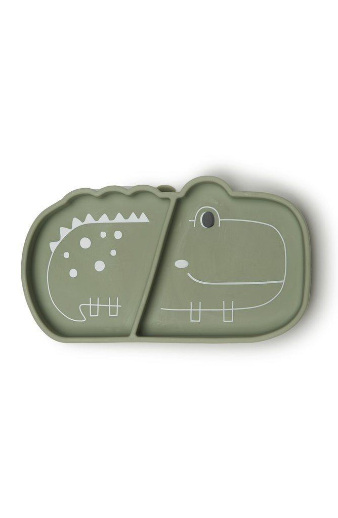 LouLou Lollipop Silicone Suction Snack Plate - Sage Alligator-Mountain Baby