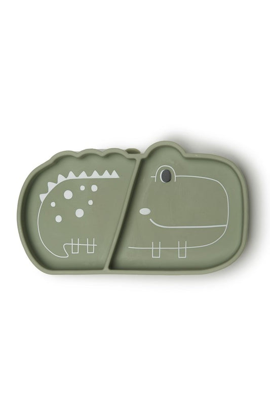 LouLou Lollipop Silicone Suction Snack Plate - Sage Alligator-Mountain Baby