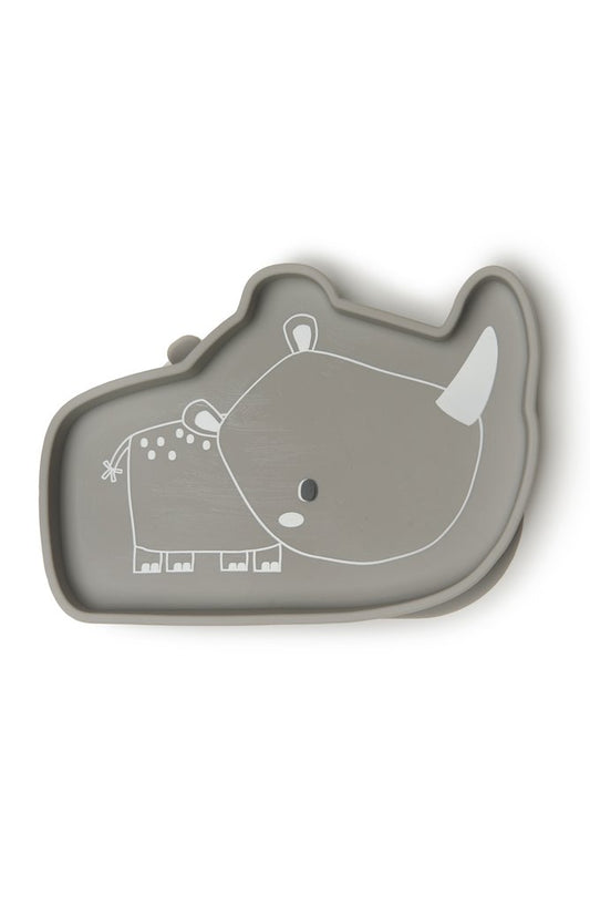 LouLou Lollipop Silicone Suction Snack Plate - Silver Grey Rhino-Mountain Baby