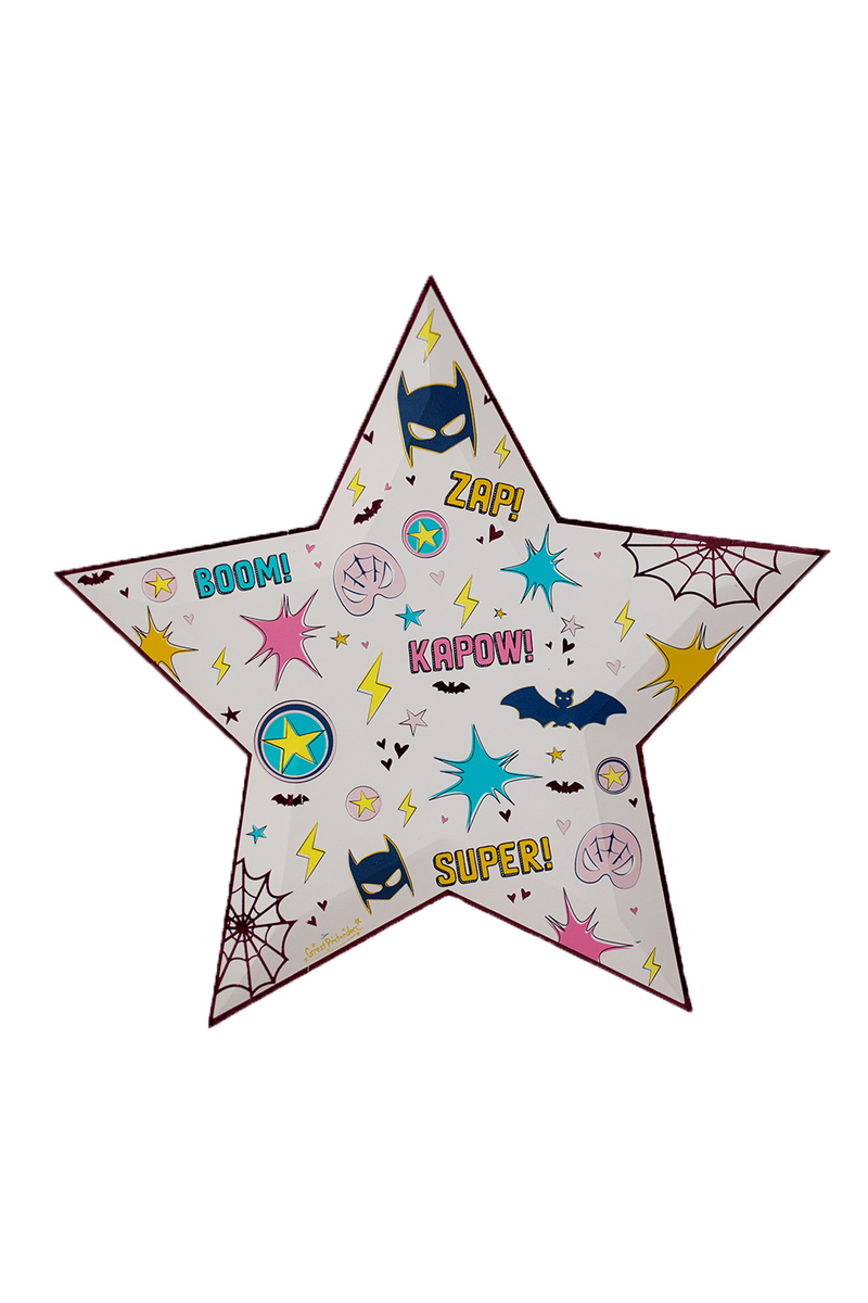 Great Pretenders Party Supplies - Paper Plates 8pk - Superhero Star - Large-Mountain Baby