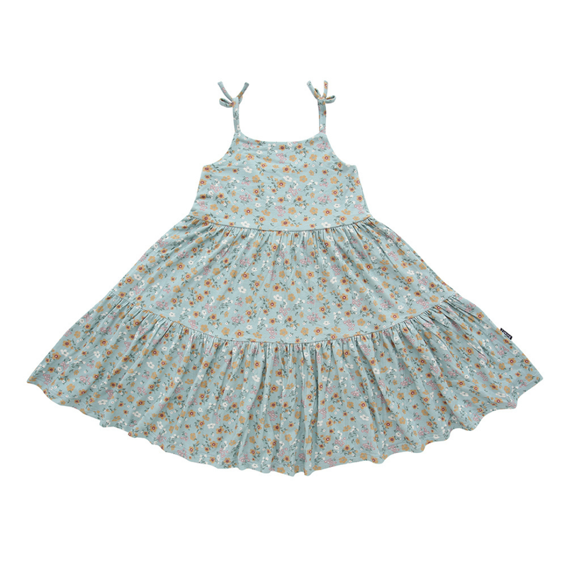 Belan.J Shoulder Tie Tiered Dress - Vintage Garden-Mountain Baby