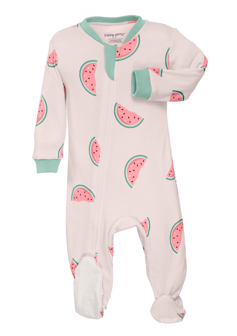 ZippyJamz Footed Coverall - Watermelon Wiggles-Mountain Baby