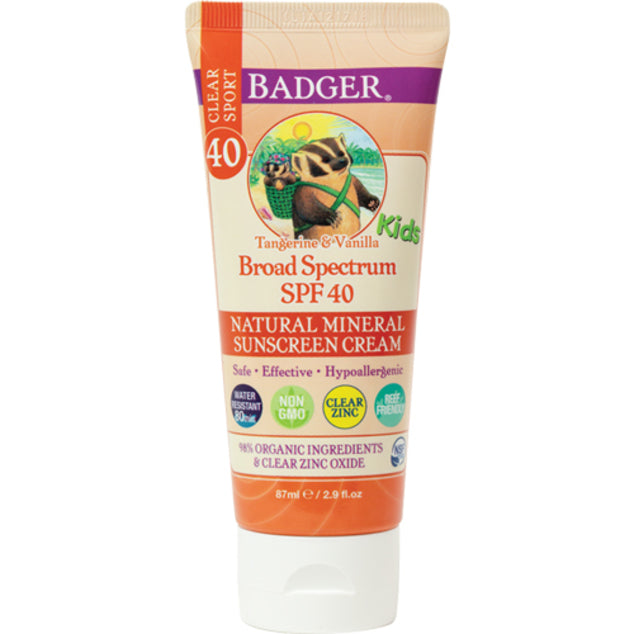 Badger Balm SPF 40 Kids Clear Zinc Sunscreen 87ml-Mountain Baby
