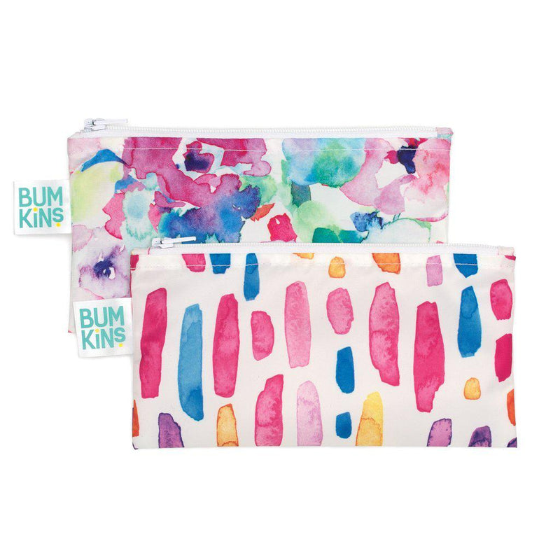 Bumkins Reusable Snack Bag 2pk - Small - Watercolour Flowers-Mountain Baby