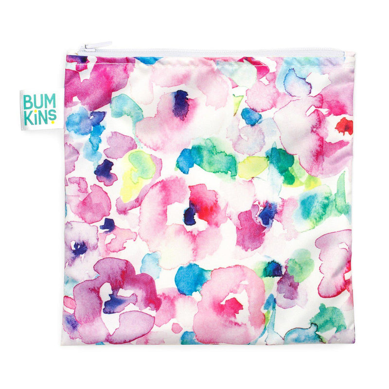 Bumkins Reusable Snack Bag - Large - Watercolour Flowers-Mountain Baby