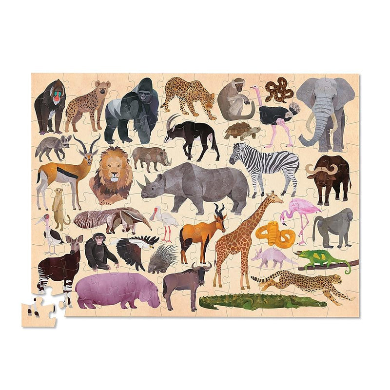 Crocodile Creek Puzzle - 100pc Canister 36 Animals - Wild Animals-Mountain Baby
