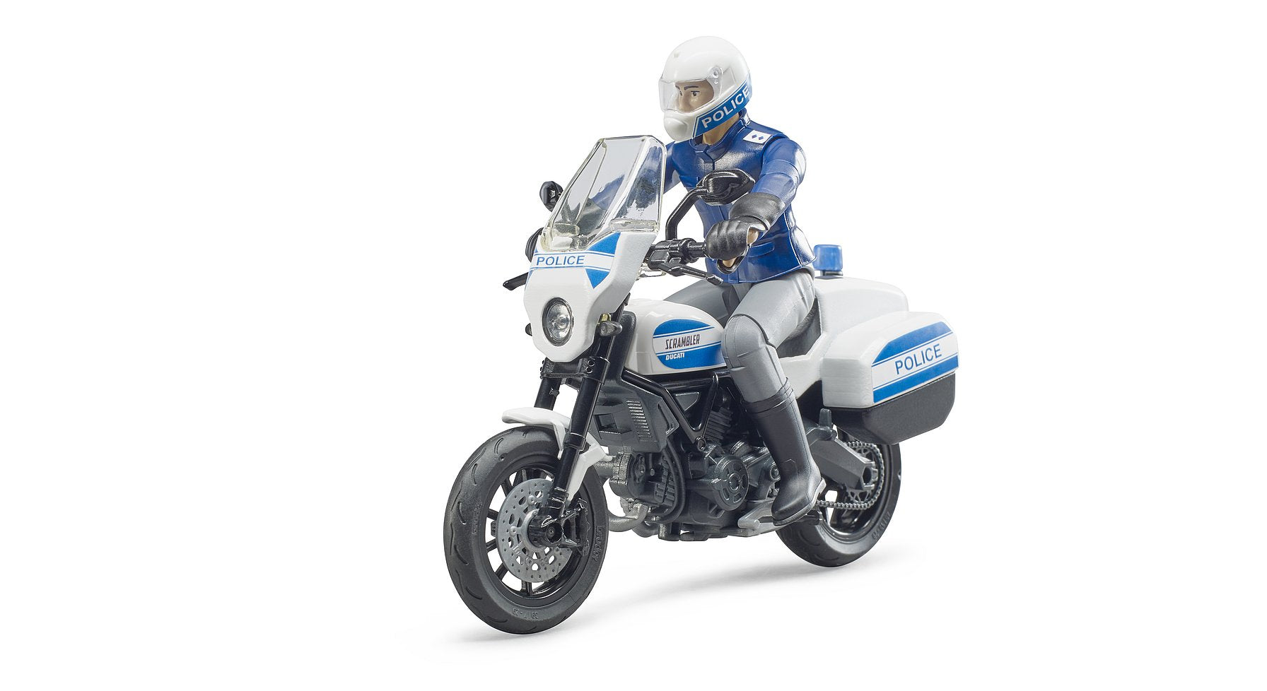 Bruder Ducati Scrambler Police Motorcycle with Driver-Mountain Baby