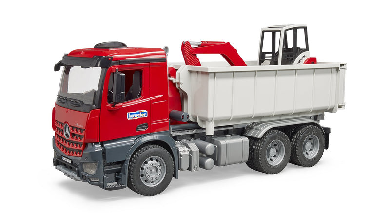 Bruder Mercedes Benz Arocs Truck w/ Roll-Off-Container & Mini Excavator-Mountain Baby