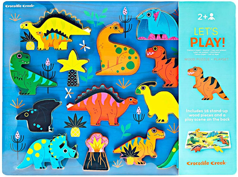 Crocodile Creek Wooden Puzzle - 16pc Dinosaur-Mountain Baby