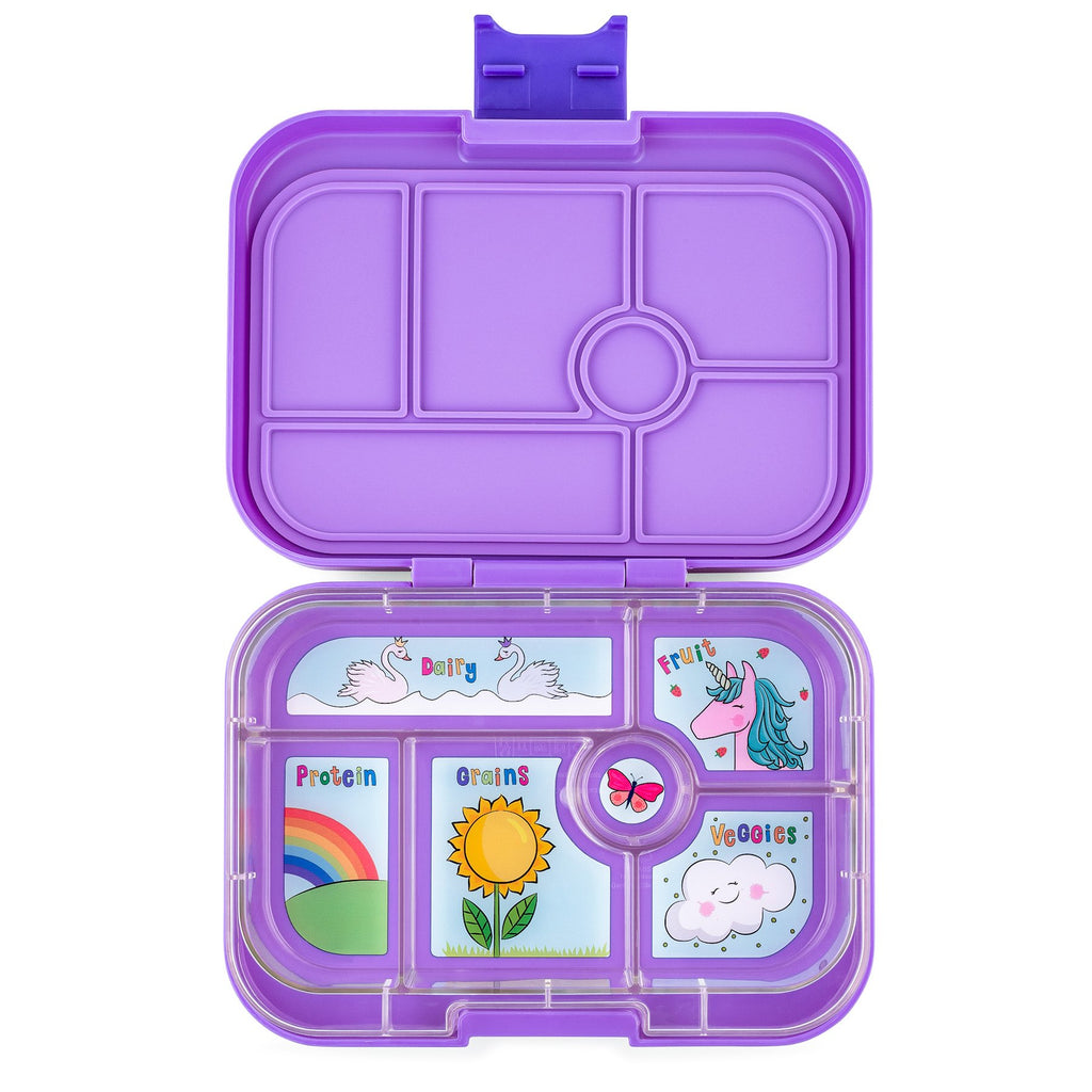 YumBox Original 6 Compartment Food Container - Dreamy Purple & Unicorn Tray-Mountain Baby
