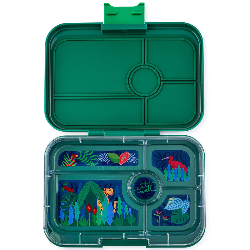YumBox Tapas 5 Compartment Food Container - Greenwich Green & Jungle Tray-Mountain Baby