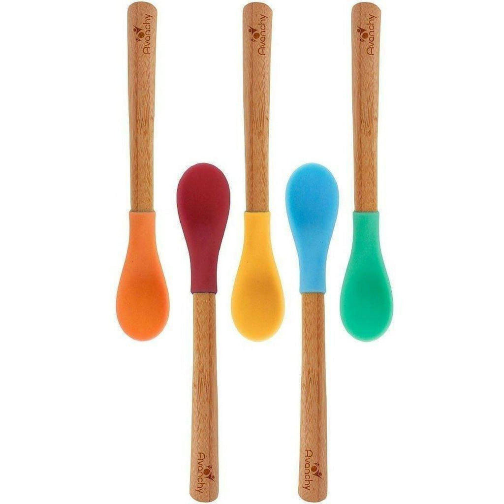 Avanchy Bamboo Infant Spoon 5 Pack - Blue Set-Mountain Baby