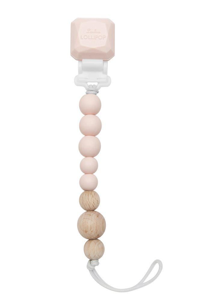 LouLou Lollipop Silicone & Wood Teether & Pacifier Clip - Colour Pop - Pink Quartz-Mountain Baby