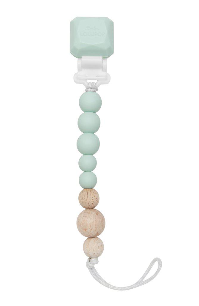 LouLou Lollipop Silicone & Wood Teether & Pacifier Clip - Colour Pop - Mint-Mountain Baby